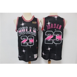 Men Chicago Bulls Michael Jordan 23 Full Stars Black Limited Jersey