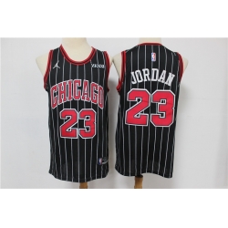Men Jordan Brand Chicago Bulls Michael Jordan 23 Black Strips Swingman Jersey
