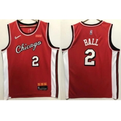Men Nike Chicago Bulls 2 Lonzo Ball 75th Anniversary Red Edition Swingman Stitched Basketball Jersey