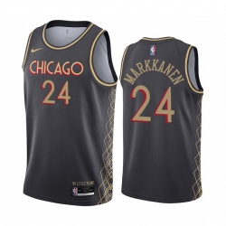 Men Nike Chicago Bulls 24 Lauri Markkanen Black NBA Swingman 2020 21 City Edition Jersey