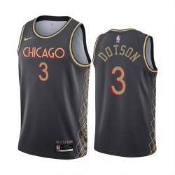 Men Nike Chicago Bulls 3 Devon Dotson Black NBA Swingman 2020 21 City Edition Jersey