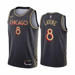 Men Nike Chicago Bulls 8 Zach Lavine Black NBA Swingman 2020 21 City Edition Jersey