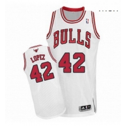 Mens Adidas Chicago Bulls 42 Robin Lopez Authentic White Home NBA Jersey