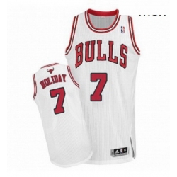 Mens Adidas Chicago Bulls 7 Justin Holiday Authentic White Home NBA Jersey 