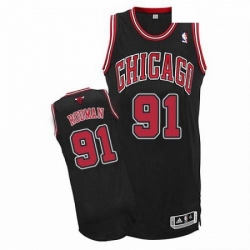 Mens Adidas Chicago Bulls 91 Dennis Rodman Authentic Black Alternate NBA Jersey