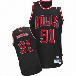 Mens Adidas Chicago Bulls 91 Dennis Rodman Authentic Black Throwback NBA Jersey