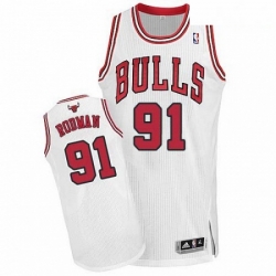 Mens Adidas Chicago Bulls 91 Dennis Rodman Authentic White Home NBA Jersey
