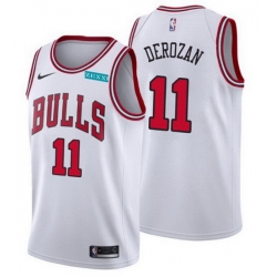 Men's Chicago Bulls #11 DeMar DeRozan White Swingman Stitched Basketball Jersey
