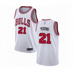 Mens Chicago Bulls 21 Thaddeus Young Authentic White Basketball Jersey Association Edition 