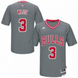 Mens Chicago Bulls 3 Dwyane Wade adidas Gray Pride Swingman Sleeved Jersey 