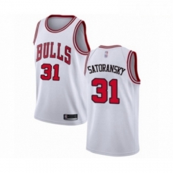 Mens Chicago Bulls 31 Tomas Satoransky Authentic White Basketball Jersey Association Edition 