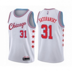 Mens Chicago Bulls 31 Tomas Satoransky Authentic White Basketball Jersey City Edition 