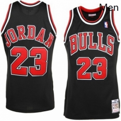 Mens Mitchell and Ness Chicago Bulls 23 Michael Jordan Authentic Black Throwback NBA Jersey