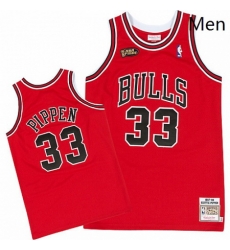 Mens Mitchell and Ness Chicago Bulls 33 Scottie Pippen Authentic Red Throwback NBA Jersey