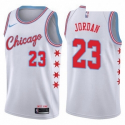 Mens Nike Chicago Bulls 23 Michael Jordan Authentic White NBA Jersey City Edition