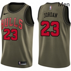 Mens Nike Chicago Bulls 23 Michael Jordan Swingman Green Salute to Service NBA Jersey