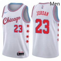 Mens Nike Chicago Bulls 23 Michael Jordan Swingman White NBA Jersey City Edition