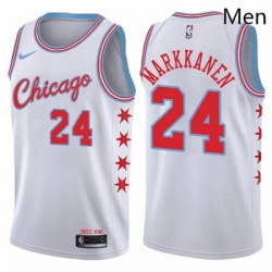 Mens Nike Chicago Bulls 24 Lauri Markkanen Authentic White NBA Jersey City Edition