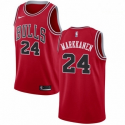 Mens Nike Chicago Bulls 24 Lauri Markkanen Swingman Red Road NBA Jersey Icon Edition