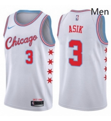 Mens Nike Chicago Bulls 3 Omer Asik Authentic White NBA Jersey City Edition 