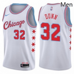Mens Nike Chicago Bulls 32 Kris Dunn Swingman White NBA Jersey City Edition