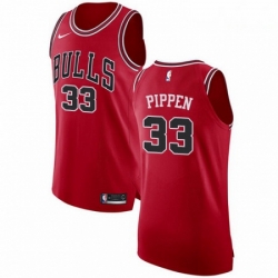 Mens Nike Chicago Bulls 33 Scottie Pippen Authentic Red Road NBA Jersey Icon Edition