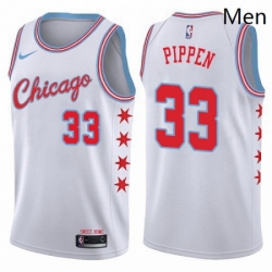 Mens Nike Chicago Bulls 33 Scottie Pippen Authentic White NBA Jersey City Edition
