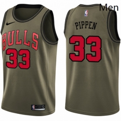 Mens Nike Chicago Bulls 33 Scottie Pippen Swingman Green Salute to Service NBA Jersey