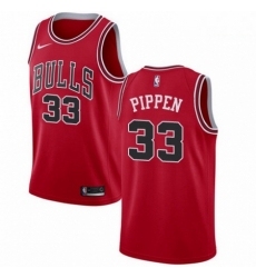 Mens Nike Chicago Bulls 33 Scottie Pippen Swingman Red Road NBA Jersey Icon Edition