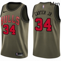 Mens Nike Chicago Bulls 34 Wendell Carter Jr Swingman Green Salute to Service NBA Jersey 