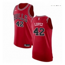 Mens Nike Chicago Bulls 42 Robin Lopez Authentic Red Road NBA Jersey Icon Edition