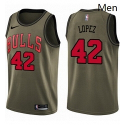 Mens Nike Chicago Bulls 42 Robin Lopez Swingman Green Salute to Service NBA Jersey