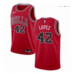 Mens Nike Chicago Bulls 42 Robin Lopez Swingman Red Road NBA Jersey Icon Edition