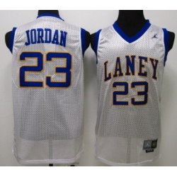 NBA Laney High School 23 Michael Jordan White Throwback Jersey