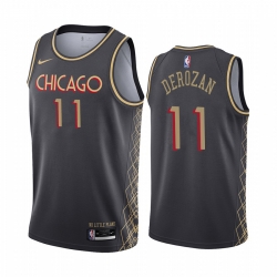 Nike Chicago Bulls 11 Demar Derozan Black NBA Swingman 2020 21 City Edition Jersey