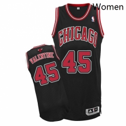 Womens Adidas Chicago Bulls 45 Denzel Valentine Authentic Black Alternate NBA Jersey