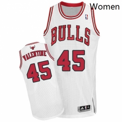 Womens Adidas Chicago Bulls 45 Denzel Valentine Authentic White Home NBA Jersey