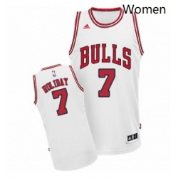 Womens Adidas Chicago Bulls 7 Justin Holiday Swingman White Home NBA Jersey 