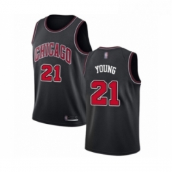 Womens Chicago Bulls 21 Thaddeus Young Authentic Black Basketball Jersey Statement Edition 