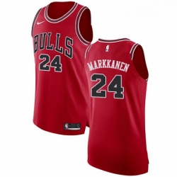 Womens Nike Chicago Bulls 24 Lauri Markkanen Authentic Red Road NBA Jersey Icon Edition
