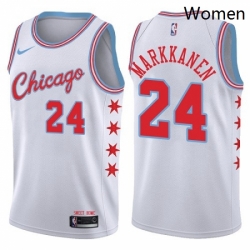 Womens Nike Chicago Bulls 24 Lauri Markkanen Swingman White NBA Jersey City Edition