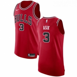Womens Nike Chicago Bulls 3 Omer Asik Authentic Red Road NBA Jersey Icon Edition 