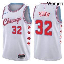 Womens Nike Chicago Bulls 32 Kris Dunn Swingman White NBA Jersey City Edition