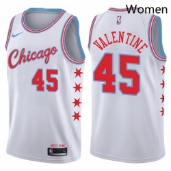 Womens Nike Chicago Bulls 45 Denzel Valentine Swingman White NBA Jersey City Edition