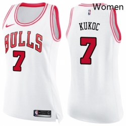 Womens Nike Chicago Bulls 7 Toni Kukoc Swingman WhitePink Fashion NBA Jersey