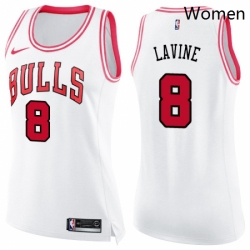 Womens Nike Chicago Bulls 8 Zach LaVine Swingman WhitePink Fashion NBA Jersey