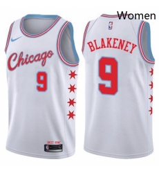 Womens Nike Chicago Bulls 9 Antonio Blakeney Swingman White NBA Jersey City Edition 
