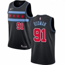Womens Nike Chicago Bulls 91 Dennis Rodman Swingman Black NBA Jersey City Edition