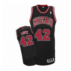 Youth Adidas Chicago Bulls 42 Robin Lopez Authentic Black Alternate NBA Jersey