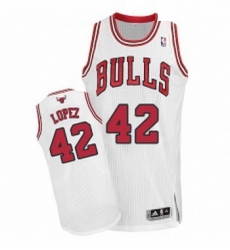 Youth Adidas Chicago Bulls 42 Robin Lopez Authentic White Home NBA Jersey